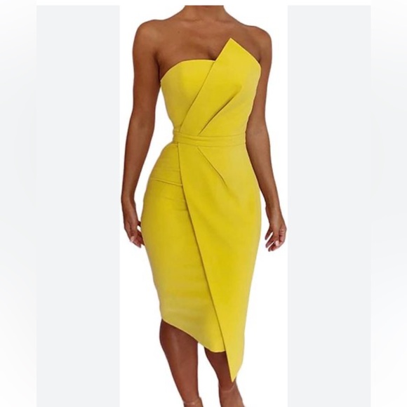 House of CB London Uma Yellow Dress S - Picture 8 of 11